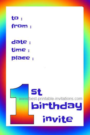 Free Printable 1st Birthday Party Invitations