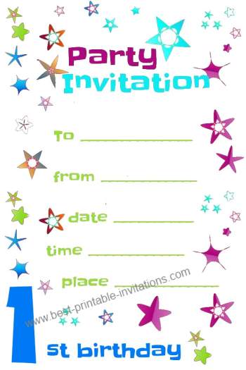 Printable 1st Birthday Party Invitations