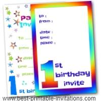 1st Birthday  Party Invitations - Free Printable Invites