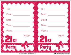 Free printable 21st birthday invites
