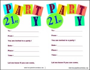 Free Printable 21st birthday party invitations