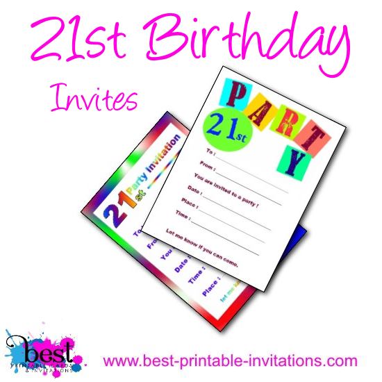 21st Birthday Party Invitations - Free Printable Invites