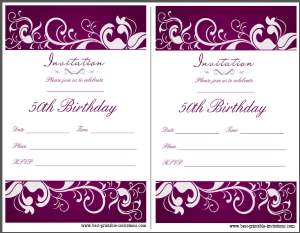 Printable 50th birthday Party Invitations