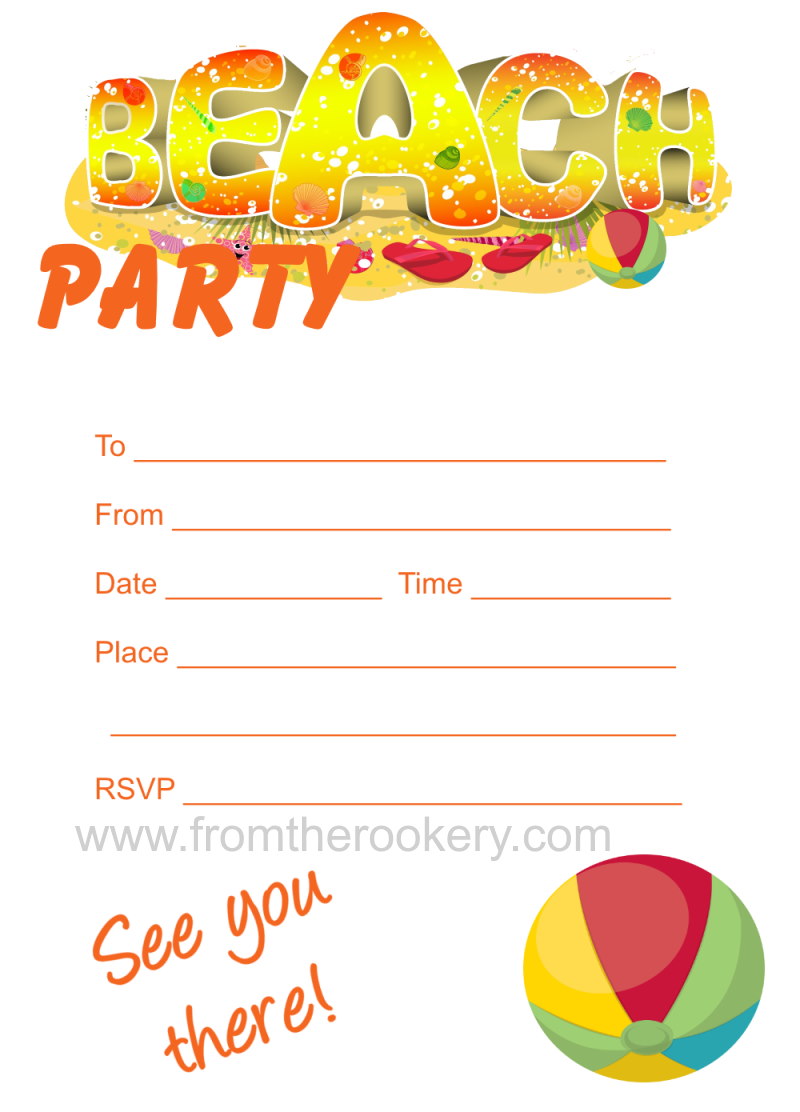 Printable Beach Party Invitation