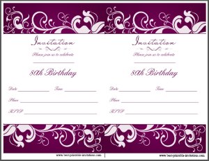 Printable 80th Birthday Invitation