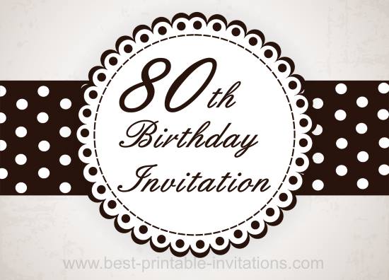 80th Birthday Party Invitation - Free Printable