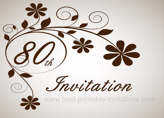 Floral 80th Birthday Party Invitation Card