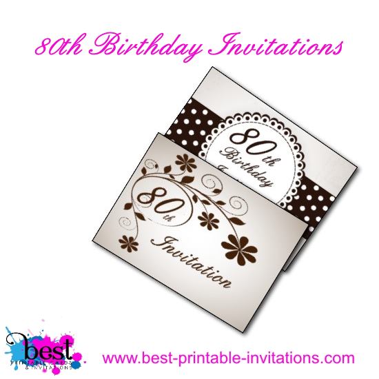 80th Birthday Party Invitation Cards