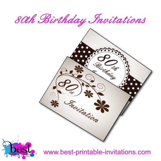 80th Birthday Party Invitation Cards