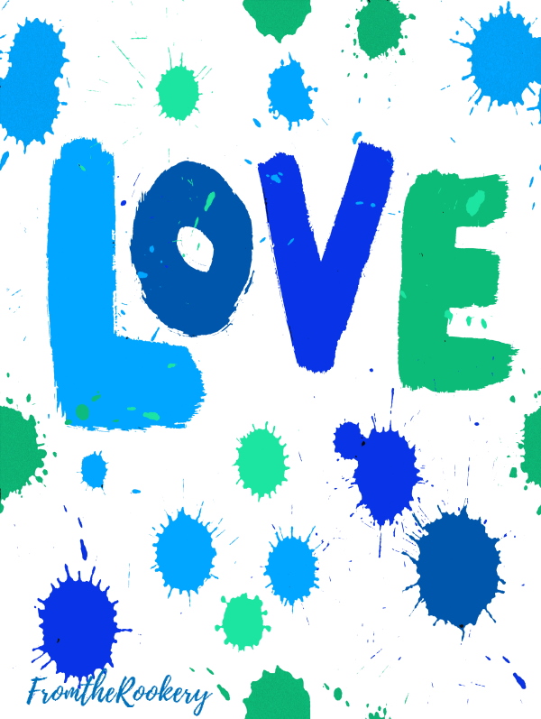 Love printable card blue