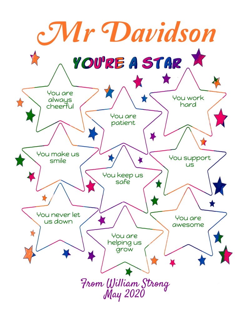 Male Teacher appreciation printable - you're a star