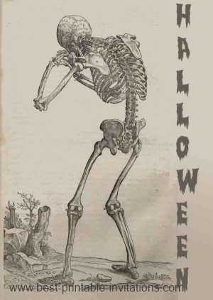 Adult Halloween Party Invitations - Free Printable Skeleton Design