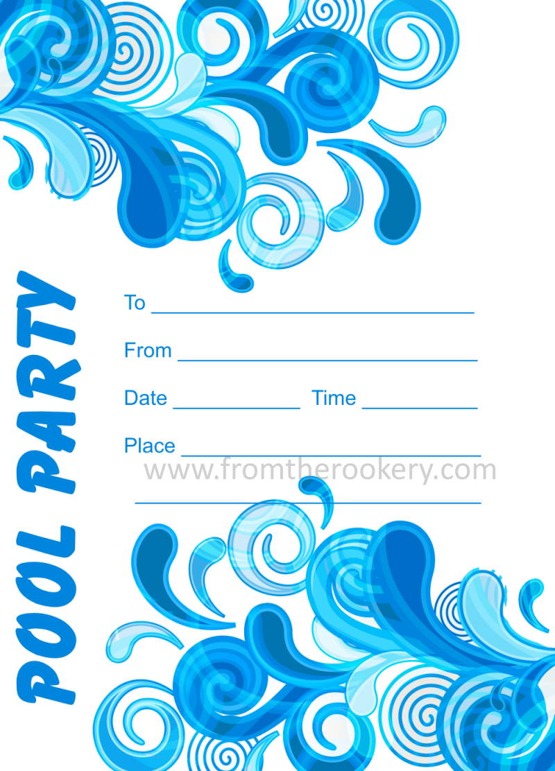 Blank Free Printable Pool Party Invitations Templates