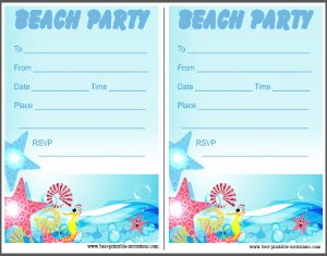 Printable Beach Party Invitations
