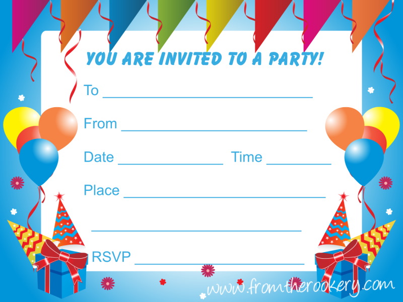 Birthday Party Invitations for Kids - Free printable invites