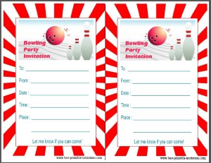 bowling party blank invitations
