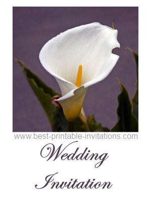 Free Printable Calla Lily Wedding Invitation