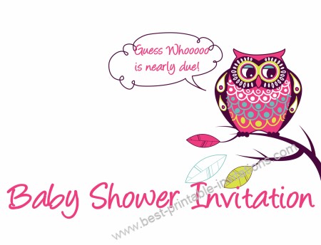 Pink Owl Baby Shower Invitations