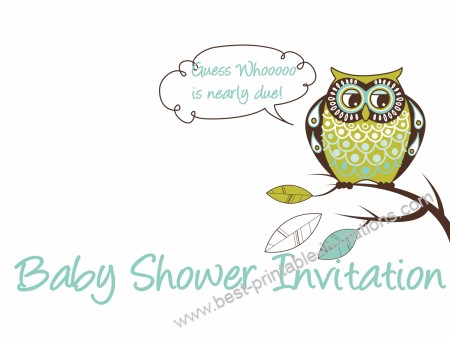 Baby Shower Invitations - cute green owl invites