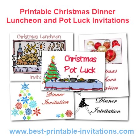 Christmas Dinner Luncheon And Potluck Invitations