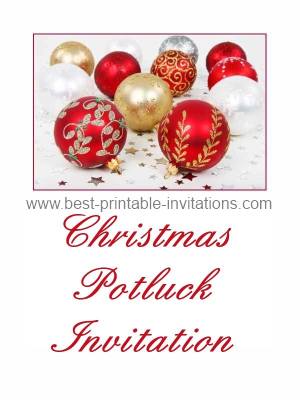 Christmas Dinner Luncheon And Potluck Invitations