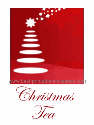 Christmas tea party invitations - free printable holiday tree invite cards