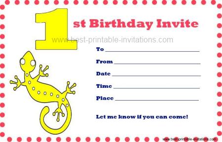 Printable First Birthday Invitations - Free Printable 1st b/day Invites