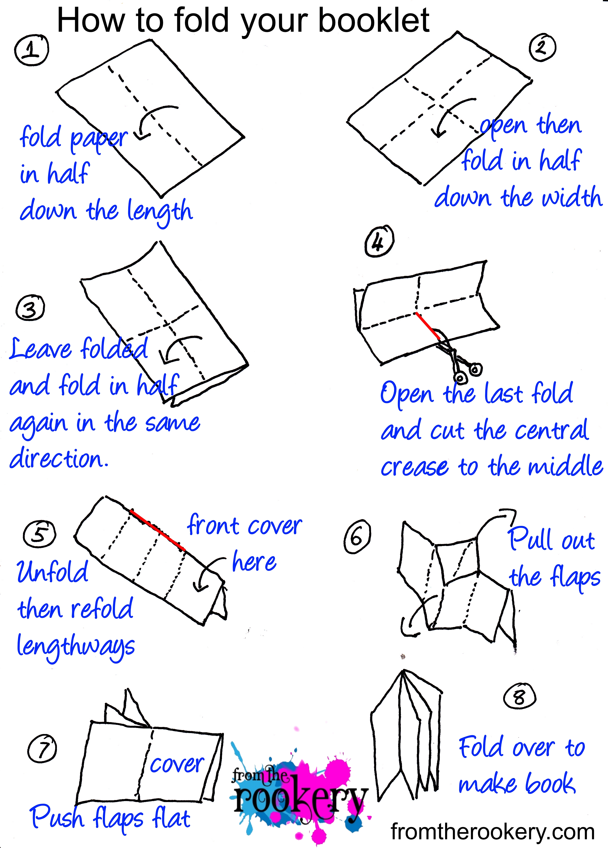 8 page mini booklet folding instructions