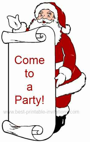 Free Christmas party invitations - Santa design