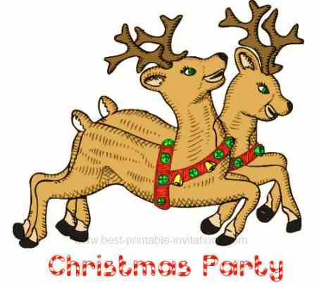 Free Christmas party invitations - Reindeer