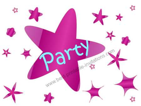 Free printable birthday party invitations - pink and purple stars