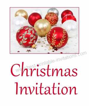 Free printable Christmas party invitations - Xmas baubles