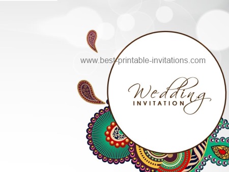 Indian Wedding Invitations - Free printable card template