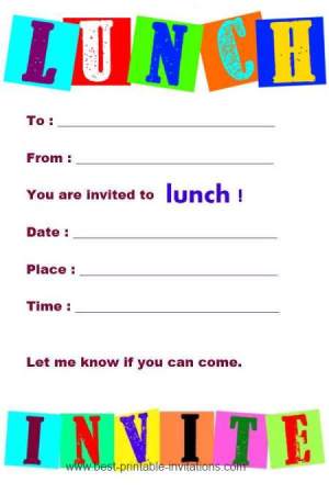 Invitations to Lunch - Free Printable Invitations