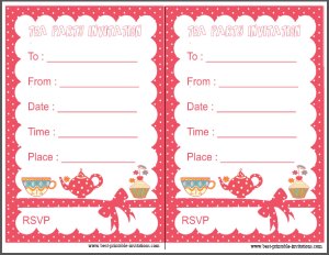 Free printable kids tea party invitation