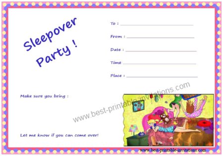 Free Printable Pajama Party Invitation