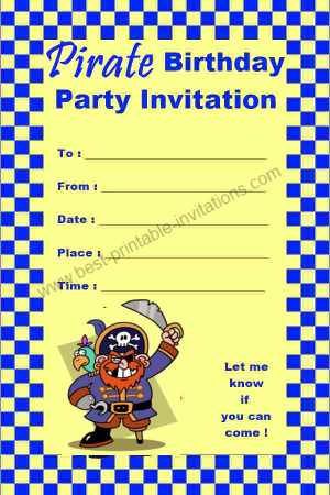 Free printable Pirate Birthday  Invitation