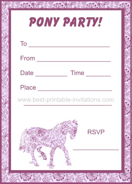 Free Pony Party Invitations