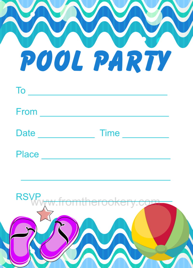 Printable Pool Party Invitations
