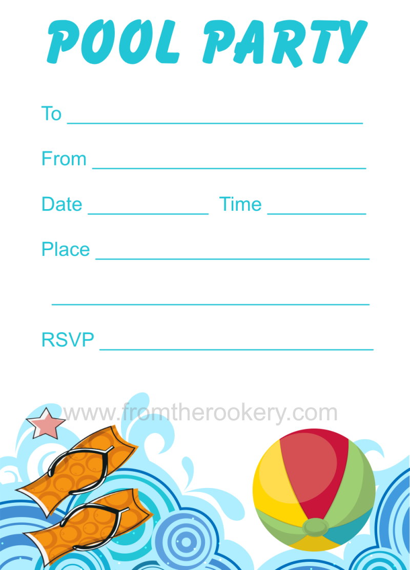 Dinyehe Free Printable Birthday Invitations Pool Party