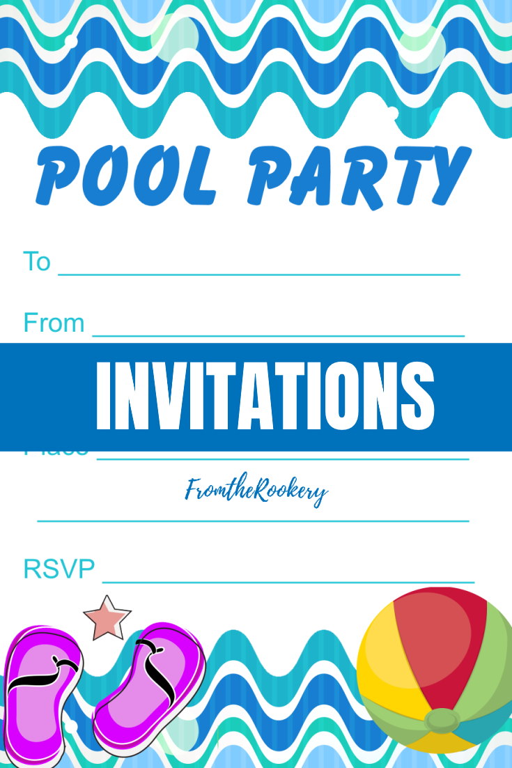 Waves Pool Party Invitations