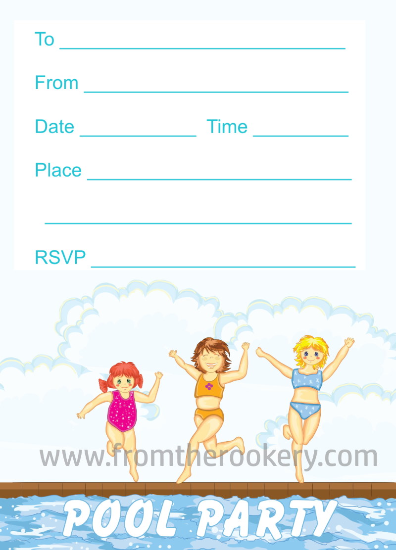 Girls Pool Party Invites