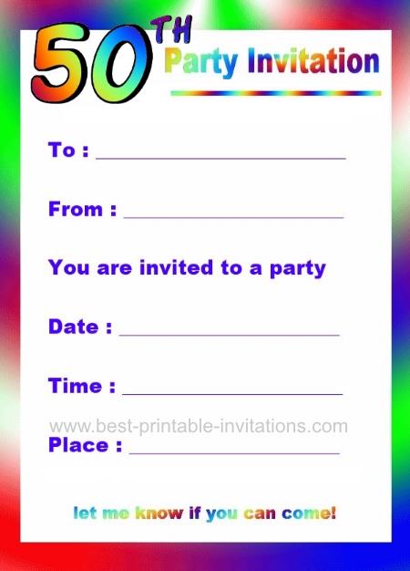Printable 50th Birthday Invitation