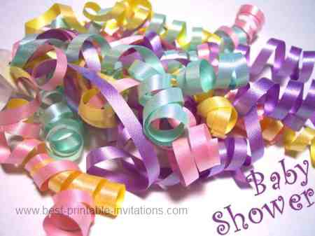printable baby shower invitations - multi colored ribbons