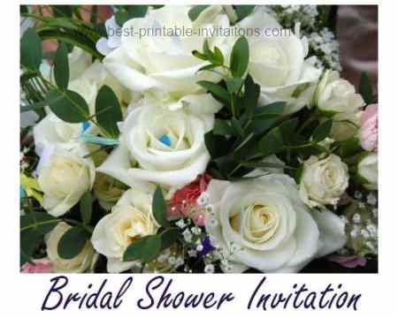 Free printable bridal shower invitations - white roses