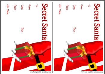 2 Per Page Secret Santa Invites