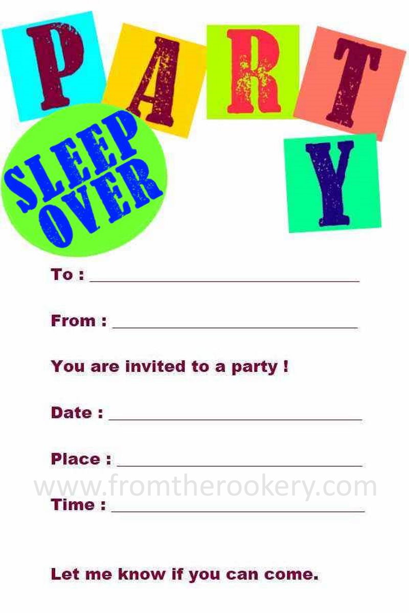 Printable Sleepover Invitations - Free Slumber Party Invites
