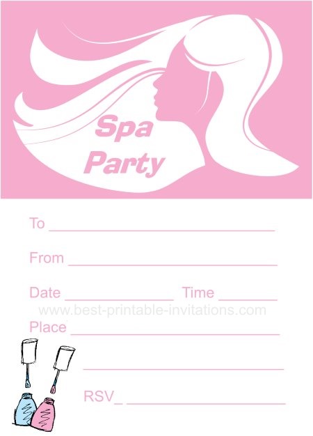 Spa Birthday Party Invitations - Free Printable
