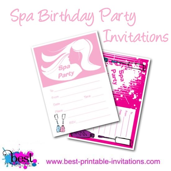 Free Printable Spa Birthday Party Invitations