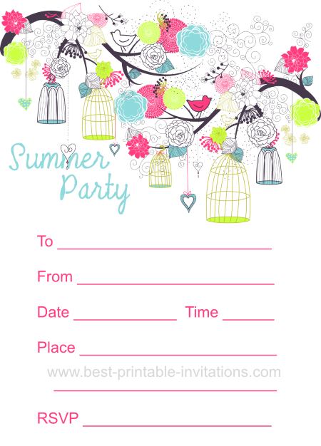 Summer Party Invitation - Free printable invites